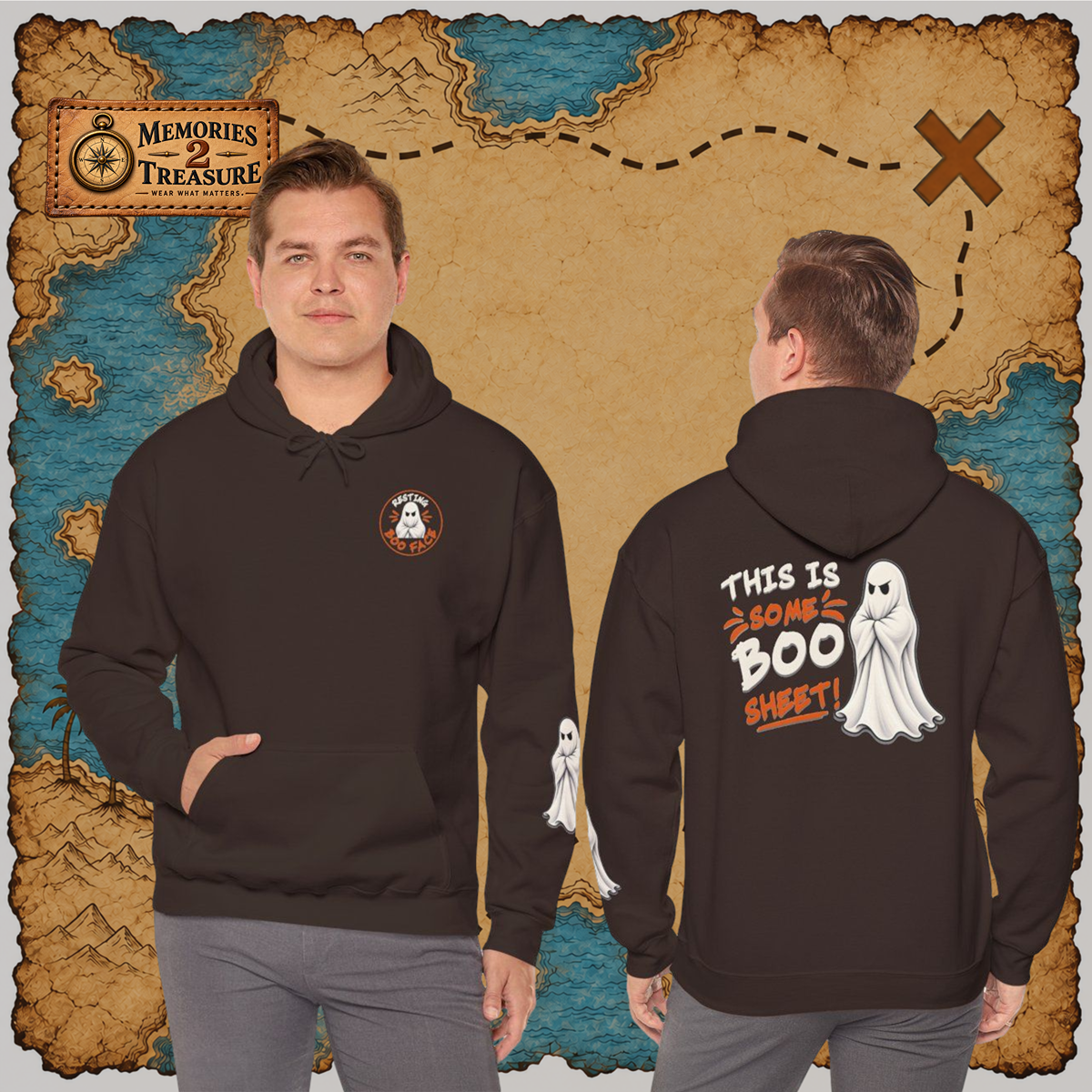 This Is Some Boo Sheet | Front & Back Graphics + Sleeve Pullover Hoodie