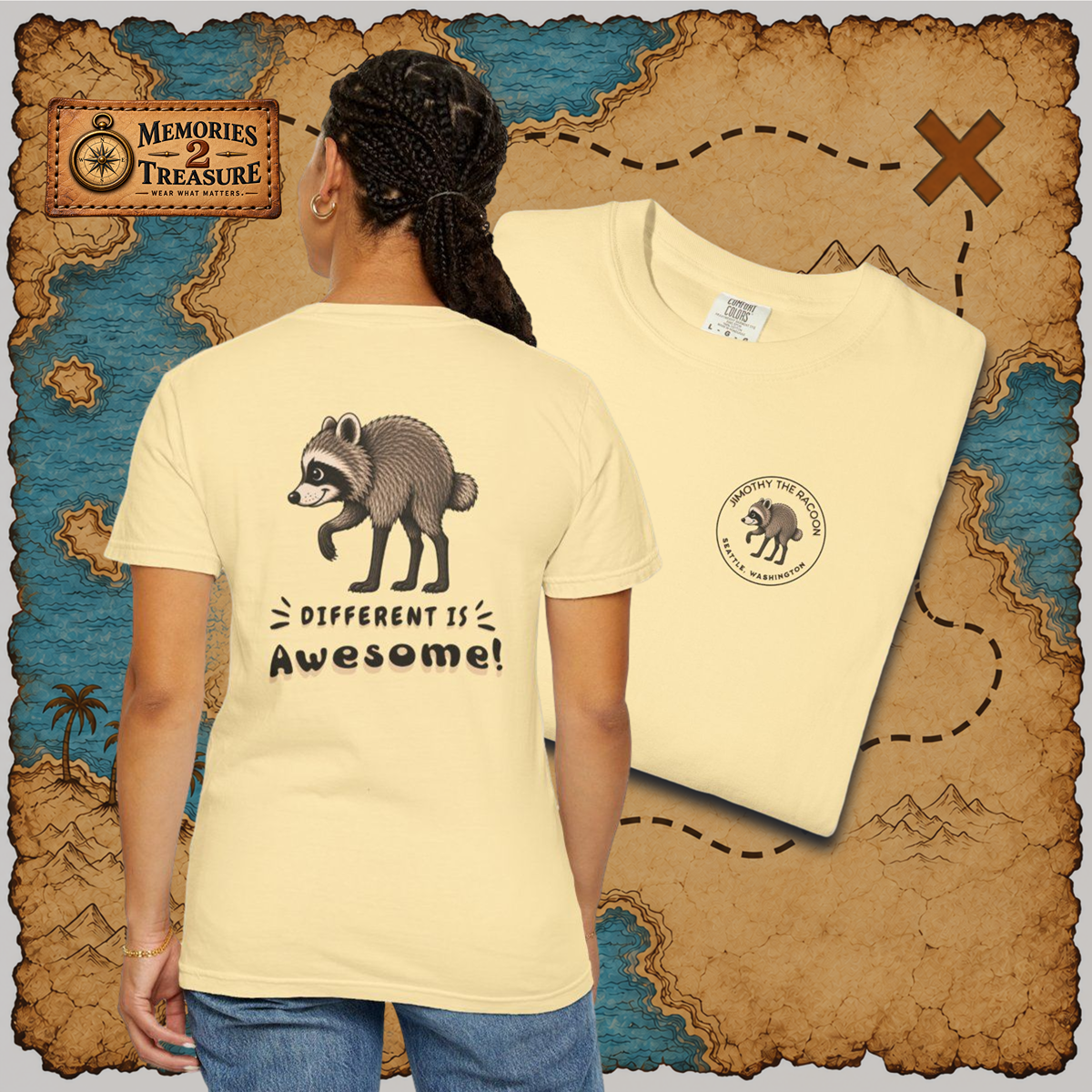Jimothy the Raccoon - Different Is Awesome | Front + Back Graphics
